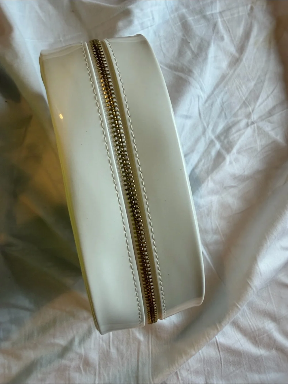 Tory Burch White Laser-Cut Cosmetic Case